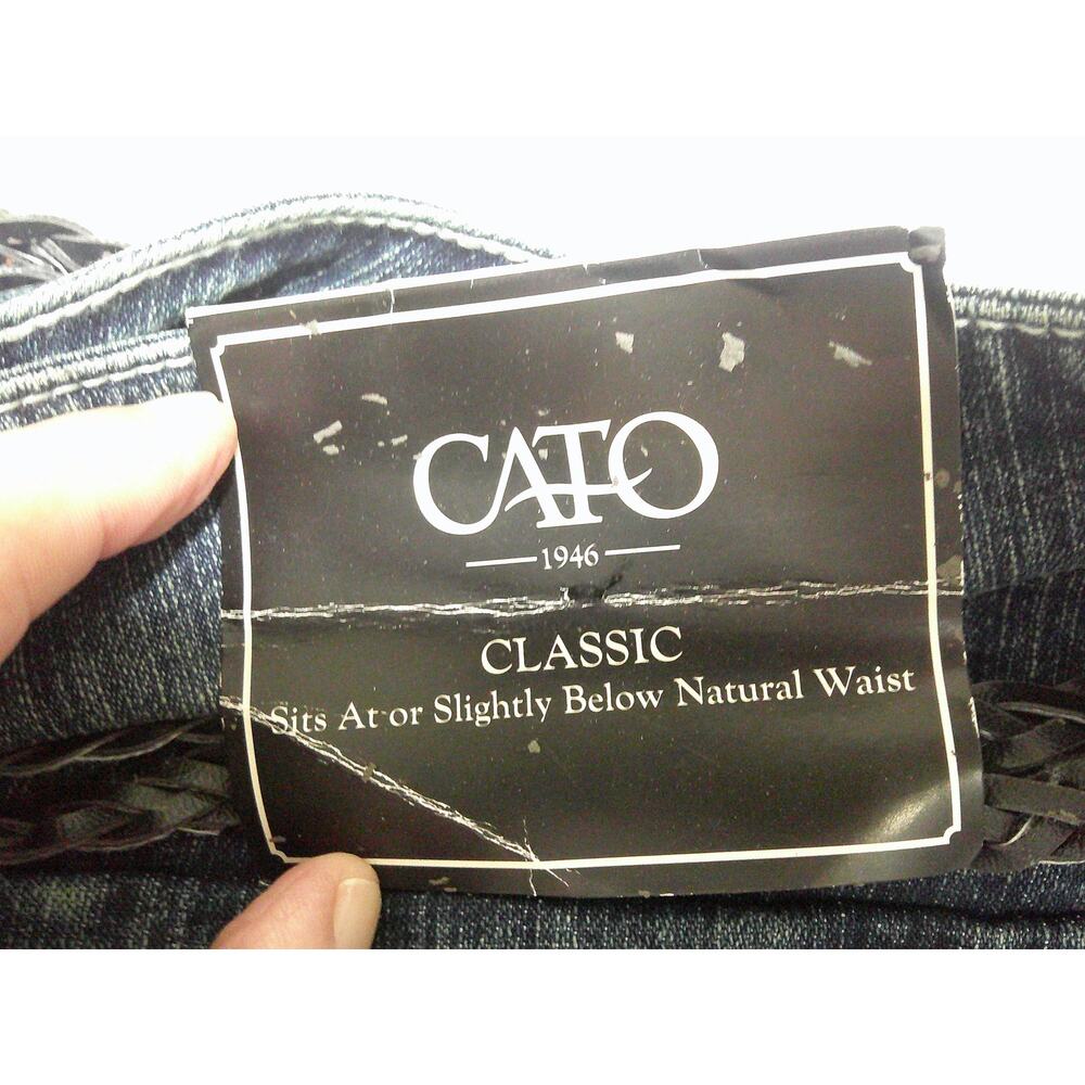 Cato Classic Blue Denim Jeans Capris Women's 18 Light Wash Cuffed With Belt NWT - Picture 9 of 13